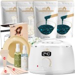 Lifestance Waxing Kit for Women & Men - White L3 Digital Warmer, Silicone Wax Pot Liner, Hair Removal Kit with 14.1oz Hard Wax Beads & Oil Spray, Professional for Home Brazilian Bikini Face Leg Body