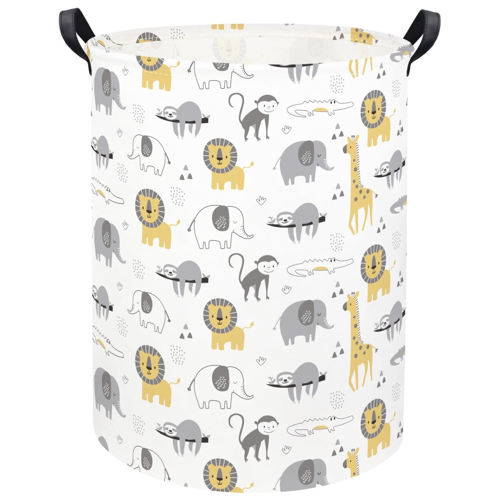 TIBAOLOVER Animal Baby Laundry Basket Baby Hamper Kids Hamper Basket Toy Storage Bin for Boys Room Decor Baby Nursery Hamper Gift Baskets for Bedroom Bathroom(Grey Animal)