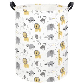 TIBAOLOVER Animal Baby Laundry Basket Baby Hamper Kids Hamper Basket Toy Storage Bin for Boys Room Decor Baby Nursery Hamper Gift Baskets for Bedroom Bathroom(Grey Animal)