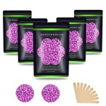 Auperwel Hard Wax Beads for Hair Removal 1.1 lb (17.6 oz) - Sensitive Skin, Brazilian, Face, Bikini, Legs, Eyebrow - Painless Waxing Kit for Women Men, 5 Packs With 10 Wax Sticks