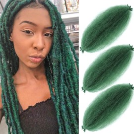 Afro Twist Hair - 18 Inch, 3 Packs, Pre Fluffed Spring Twist Hair for Soft Locs (Green)