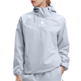 HOTSUIT Sauna Jacket for Women Odorless Sweat Jacket for Women Weight Loss Anti Rip Sauna Suit for Workout Gym, Baby Blue, S
