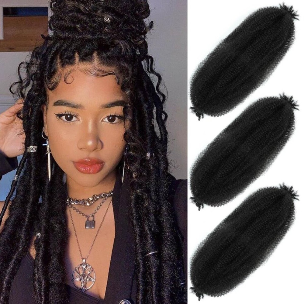 Hbegant Afro Twist Hair 18 Inch 3 Packs, Springy Afro Twist Hair Pre Fluffed Spring Twist Hair Pre Separated Wrapping Hair for Soft Locs Hair Extensions (18 Inch (Pack of 3), Red)