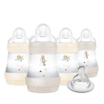 MAM 5oz Easy Start Anti-Colic Baby Bottles, Slow Flow with Bonus Medium Flow Nipple, Reduces Colic, Gas, & Reflux, Easy-to-Clean, BPA-Free, Baby Bottles for Newborns, 0-3 Months