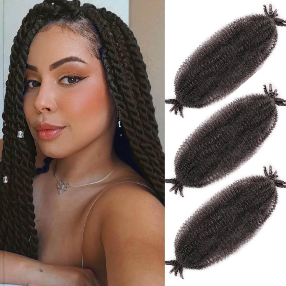 Afro Twist Hair 18 Inch 3 Packs, Springy Afro Twist Hair Pre Fluffed Spring Twist Hair Pre Separated Wrapping Hair for Soft Locs Hair Extensions (18 Inch (Pack of 3), 4)
