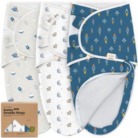 Baby Swaddle Sleep Sacks with Zipper - 3-Pack Swaddles for Newborns 0-3 Months, Infant, Baby Girls, Boys, Soft & Durable Newborn Sleep Sack, Easy Diaper Change Swaddling Blanket (Cosmo)