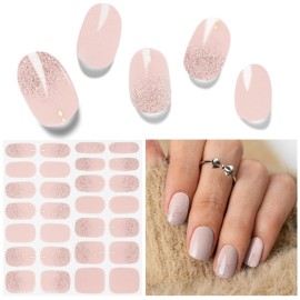 DUKASOU Semi Cured Gel Nail Strips, Fingertip Balle | 28 pcs Gel Nail Strips Work with Any UV Lamp, Salon Quality UV Nails Stickers, Easy to Apply for Home Nails DIY