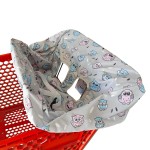 Portable Shopping Cart Cover, High Chair and Grocery Cart Covers for Babies, Kids, Infants & Toddlers, Attached Carry Bag (Simple Gray Owl)
