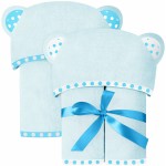 ELSVIN Set of 2 Hooded Baby Towels - Blue - Luxurious, Large and Super Absorbent - 35 x 35 Inch - Soft and Suitable for Infants, Toddlers and Kids - 400 GSM