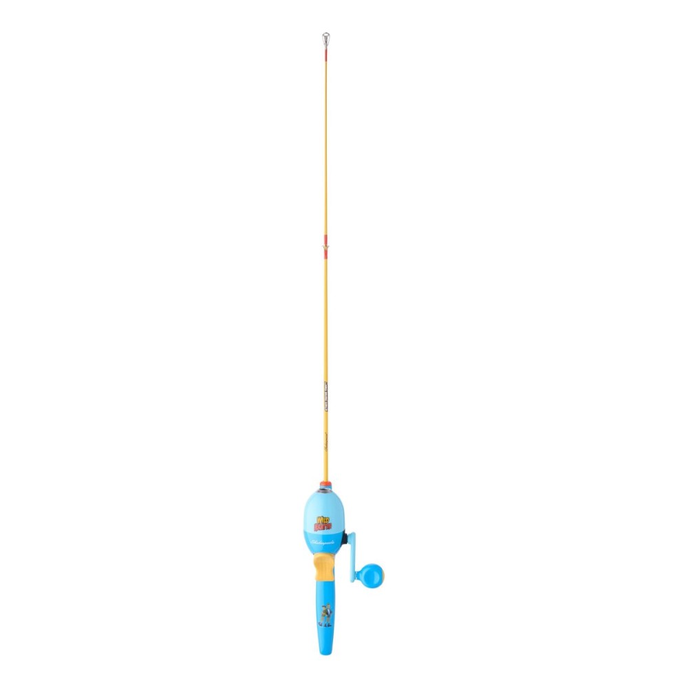 Shakespeare Wild Kratts 26 Beginner Spinning Reel and Fishing Rod Combo, 1-Piece Kids Fishing Combo, Solid Fiberglass Rod Blank Construction, Comfortable Gel-Tech Handle
