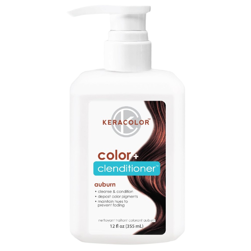 Keracolor Color + Clenditioner 3-in-1 Color-Depositing Conditioner, Gently Cleanses & Conditions, Semi-Permanent Auburn Hair Color, 12 Fl Oz