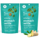 UpSpring Stomach Settle Drops for Occasional Nausea Relief, Upset Stomach and Motion Sickness with Ginger, Lemon, Spearmint and B6, Mint Flavor Drops, 56ct (Pack of 2)