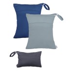 ALVABABY 3 Cloth Diaper Wet Dry Bags Waterproof Reusable with Two Zippered Pockets Travel Beach Pool Daycare Soiled Baby Items Yoga Gym Bag for Swimsuits or Wet Clothes Small medium Large 3L-SML01