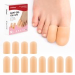 Bukihome 12 Pcs Gel Toe Cap, Toe Protector for Women Men - Cushions and Protects to Cover Toes, Relief Toe Pain from Ingrown Toenails, Corns, Blisters, Hammer Toes (8L + 4S)