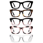 XXZQRYHN Oprah Reading Glasses for Women-5 Pack Blue Light Blocking Square Fashion Readers with Spring Hinge Computer Eyeglasses(Mix2, 2.25x)