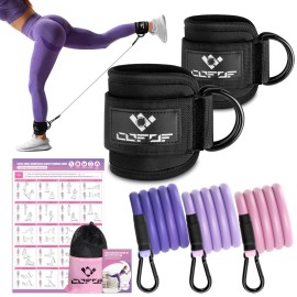 Ankle Resistance Bands with Cuffs, Ankle Bands for Working Out, Kickbacks Hip, Leg Glute Exercise Equipment with Training Poster, Resistance Workout Equipment for Women(Black)