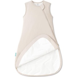 PurComfy Supersoft Sleep Sack 1.0 TOG, Premium Bamboo Viscose Baby Sleeping Bag, 2-Way Safe Zipper Sleep Sacks 0-3 Months (Oat)