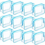 Weewooday 12 Pieces Clear Makeup Bags Cosmetic Storage Bags PVC Zipper Pouches Travel Waterproof Makeup Plastic Case for Women Organizing Toiletries Traveling Bathroom(Large,Blue)