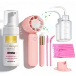 Eyelash Extension Cleanser Lash Mousse Lash Shampoo for Extensions, USB Mini Portable Fan Rechargeable Electric Handheld Air Conditioning (lash kit-handheld fan)