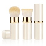 Keriloo Retractable Kabuki Makeup Brush 2 Pack, Travel Powder Foundation Makeup Brush Face Blush Brushes for Blending Liquid, Blush, Bronzer, Buffing, Sunscreen,Flawless Cosmetics