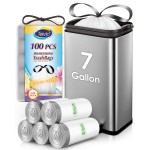 Teivio 7 Gallon 100 Counts Strong Drawstring Trash Bags Garbage Bags, Medium Kitchen Trash Can Bathroom Bin Liners, Plastic Trash Bags for Home Office Kitche, White