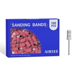 AIRSEE Sanding Bands for Electric Nail Drill 100 Piece Set 120 Grit Coarse Acrylic File Attachments Professional 1 Sander Mandrel Bit Beauty Salon Accessories Manicure and Pedicure Finger Callus Pink