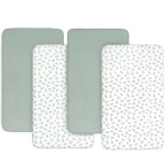 Crib Sheets 4 Pack for Baby Boys & Girls, Neutral Crib Sheet Fitted 52\'\' x 28\'\' for Standard Crib & Toddler Mattress, Ultra Soft Material Baby Sheet, Aqua Leaf