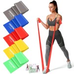Resistance Bands Set, 5 Pcs Exercise Bands Long 150cm Workout Bands Stretch Bands for Exercise Elastic Band for Yoga Pilates Fitness Home Gym