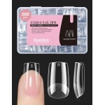 Beetles Gel Nail Tips Etch-X, Square Short, 288Pcs 12 Sizes, Pre-Etched Half Matte Full Cover Soft Acrylic Press on False Nail Tips Easy DIY Glue On Nail Extension Salon Gift for Women Girls