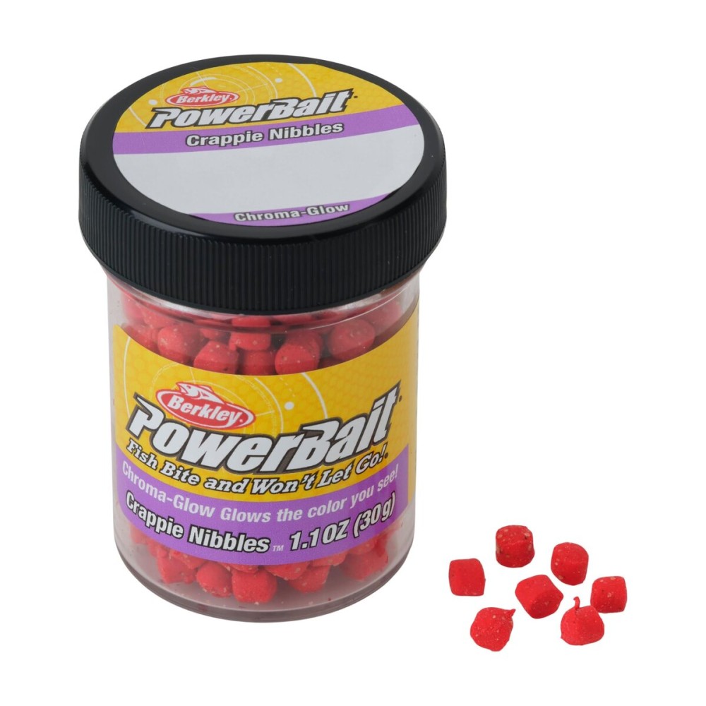 Berkley PowerBait Chroma-Glow Crappie Nibbles, Glow Red, Fishing Dough Bait, Scent Dispersion Technology, Irresistible Scent and Flavor, Ideal for Crappie and Other Panfish Species