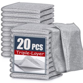 Navona 20 Pcs New Upgrade Steel Wire Dishcloth,Triple-Layer Steel Wire Cleaning Cloth,Powerful Cleaning Non-Scratch Wire Dishcloth Rag for Cookware, Sinks, Dishes, Stove Tops, 20pack, NA-608