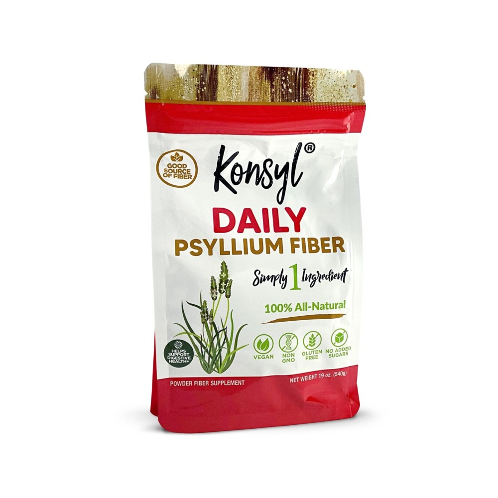 Konsyl Daily Psyllium Fiber Powder | 100% All-Natural Psyllium Husk for Gut & Digestive Health | No Sugar, No Fillers 90 Servings (540g)