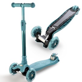 3 Wheel Scooter for Kids Ages 6-12,Kids Scooter with Light Up Wheels, Sturdy Deck Design, and 4 Height Adjustable Suitable for Kid Ages 3-12