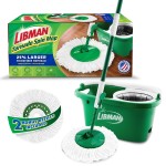 Libman Tornado Spin Mop System with 2 Refill Heads, Microfiber Spinning Mop and Bucket with Wringer Set for Home, Floor Cleaning of Hard-Wood, Laminate, Tile, All Surface Cleaner, 3 Total Mop Heads