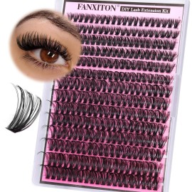 FANXITON Lash Clusters 280 Pcs Wispy Lash Clusters D 8-18 MM Mix Volume Thick Eyelash Clusters 50D Long Individual Eyelash DIY Lash Extensions at Home(50D)