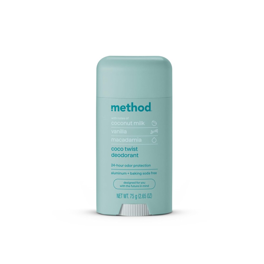 Method Deodorant, Coco Twist, Coconut Milk, Avocado + Macadamia Oil notes, 24 Hour Odor Protection, 2.65 oz