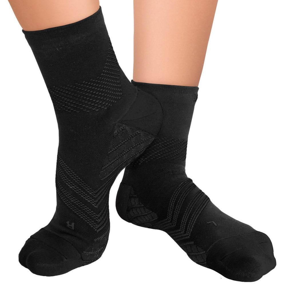TechWare Pro Plantar Fasciitis Sock - Therapy Grade Targeted Cushion Compression Socks Men & Women. Ankle Brace Foot Sleeve & Arch Support for Achilles Tendonitis & Heel Pain Relief (Blk/Blk Large)