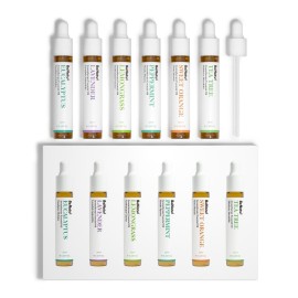 Essential Oils Set (Eucalyptus, Lavender, Lemongrass, Peppermint, Tea Tree, Orange) for Diffuser, Topical Skin, Body, Natural Home Fragrance Gift for Women & Men