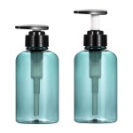 Yebeauty Pump Bottle 10oz, 2 PCS Shampoo Bottles Dispenser with Pump Refillable Containers, 300ml,Clear Blue
