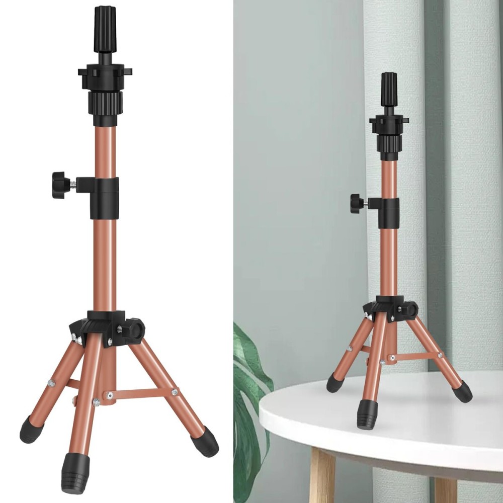ZQIAN BEAUTY 25 Inch Wig Stand Tripod, Adjustable Mannequin Head Stand, Wig Head Stand for Training Heads And Canvas Block Head (Latte, Mannequin Head Not Included)