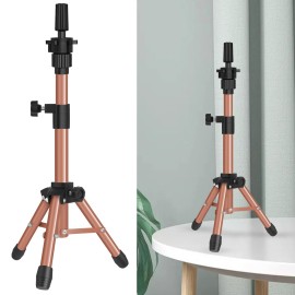 ZQIAN BEAUTY 25 Inch Wig Stand Tripod, Adjustable Mannequin Head Stand, Wig Head Stand for Training Heads And Canvas Block Head (Latte, Mannequin Head Not Included)