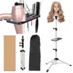 ZQIAN BEAUTY Wig Stand Tripod 50 Inch Metal Wig Mannequin Head Tripod Stand For Hairdressing Training Head Adjustable Wig Tripod Stand with Tool Tray (Silvery, Mannequin Head Not Included)