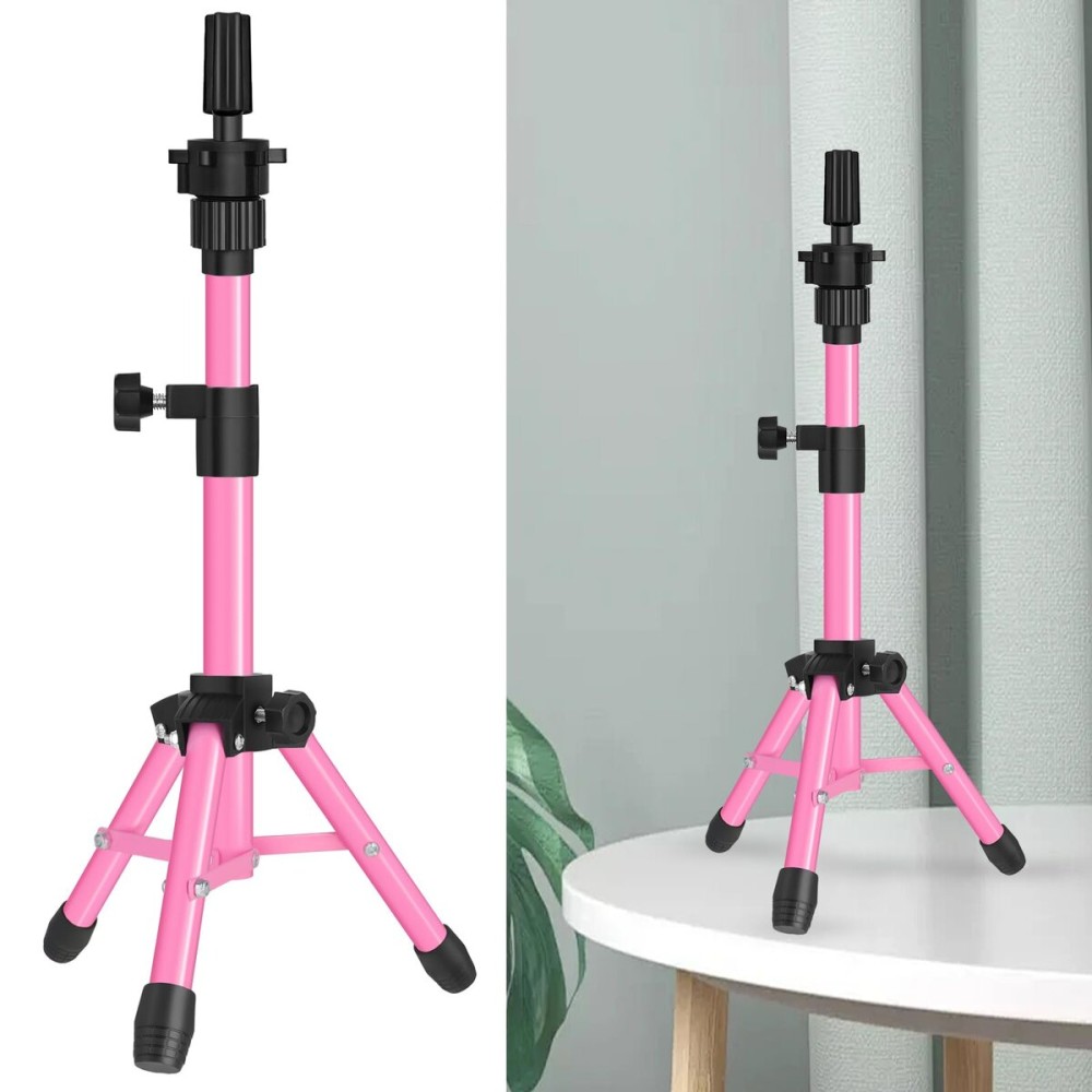 ZQIAN BEAUTY 25 Inch Wig Stand Tripod, Adjustable Mannequin Head Stand, Wig Head Stand for Training Heads And Canvas Block Head (Pink, Mannequin Head Not Included)
