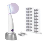 Michael Todd Beauty Sonicsmooth Pro+ Dermaplane Razor for Women Face + Eyebrow trimmer Dermaplaning System w/LED Light Peach Fuzz Remover -16 Dermaplaning Blades & 2 Microsmooth Exfoliation Tips