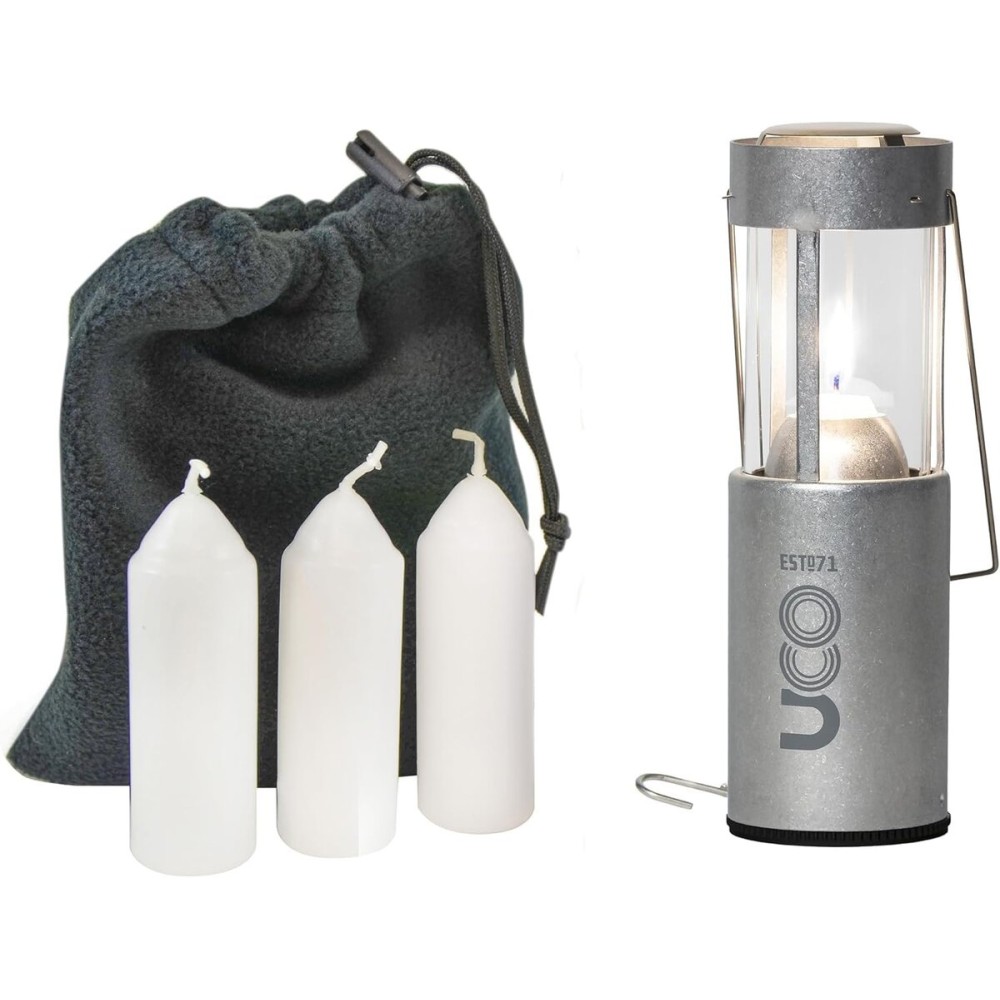 UCO Original Candle Lantern Value Pack with 3 Candles and Storage Bag, Original Size, Aluminum