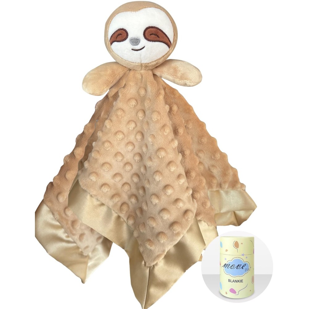 MOVEPAI Baby Security Blanket, Soft Baby Lovey Toy Blanket for Boys and Girls, Snuggle Toy Lovie Newborn Gift, Unisex Nursery Bed Blankets Sloth16 Inch