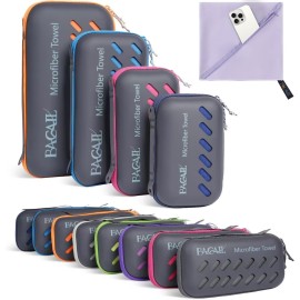BAGAIL Camping Towel with EVA Case, Compact & Ultra Soft Microfiber Travel Towel - Super Absorbent & Lightweight Quick Dry Towels for Sports, Beach, Gym, Backpacking, Hiking - Light Purple, XL