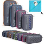 BAGAIL Camping Towel with EVA Case, Compact & Ultra Soft Microfiber Travel Towel - Super Absorbent & Lightweight Quick Dry Towels for Sports, Beach, Gym, Backpacking, Hiking and Yoga - Lake Blue, XS