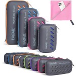 BAGAIL Camping Towel with EVA Case, Compact & Ultra Soft Microfiber Travel Towel - Super Absorbent & Lightweight Quick Dry Towels for Sports, Beach, Gym, Backpacking, Hiking and Yoga - Pink, XXS