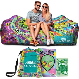 Chillbo x TrippyDraws Lazybone Inflatable Couch - Ultimate Inflatable Lounger for Maximum Chill - The Perfect Blow Up Couch for Music Festivals